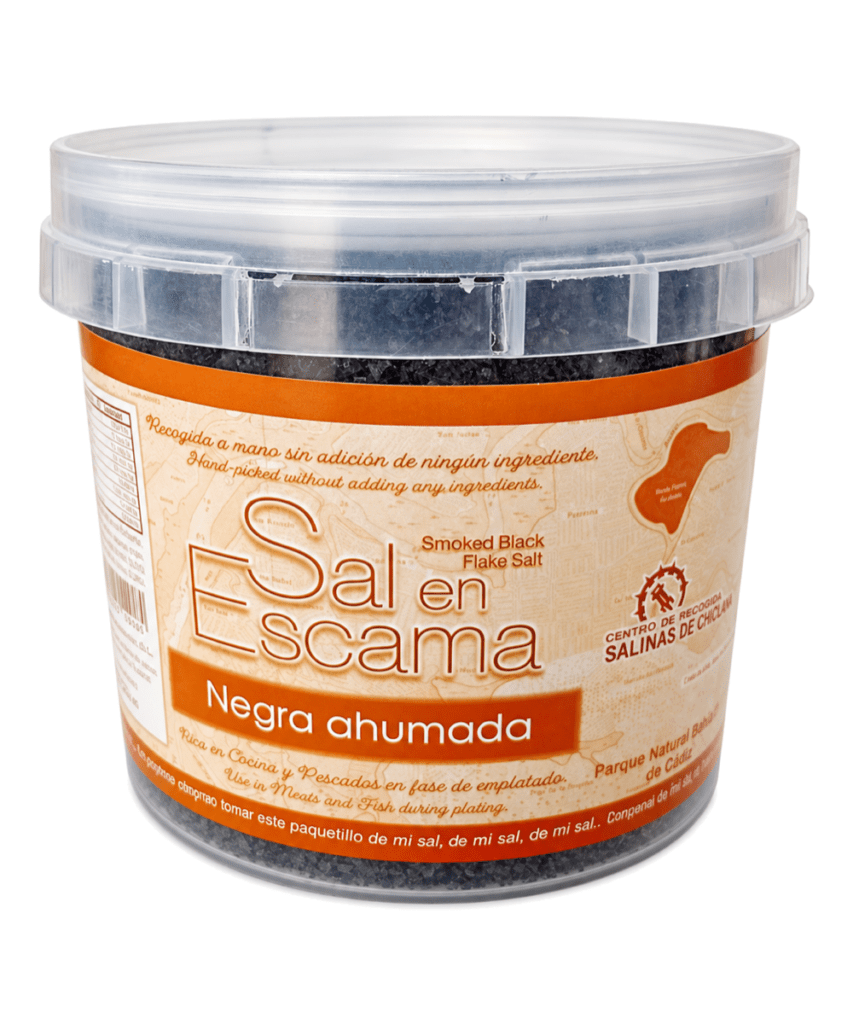 Sal en Escama Negra Ahumada Artesanal Tarrina 400 g