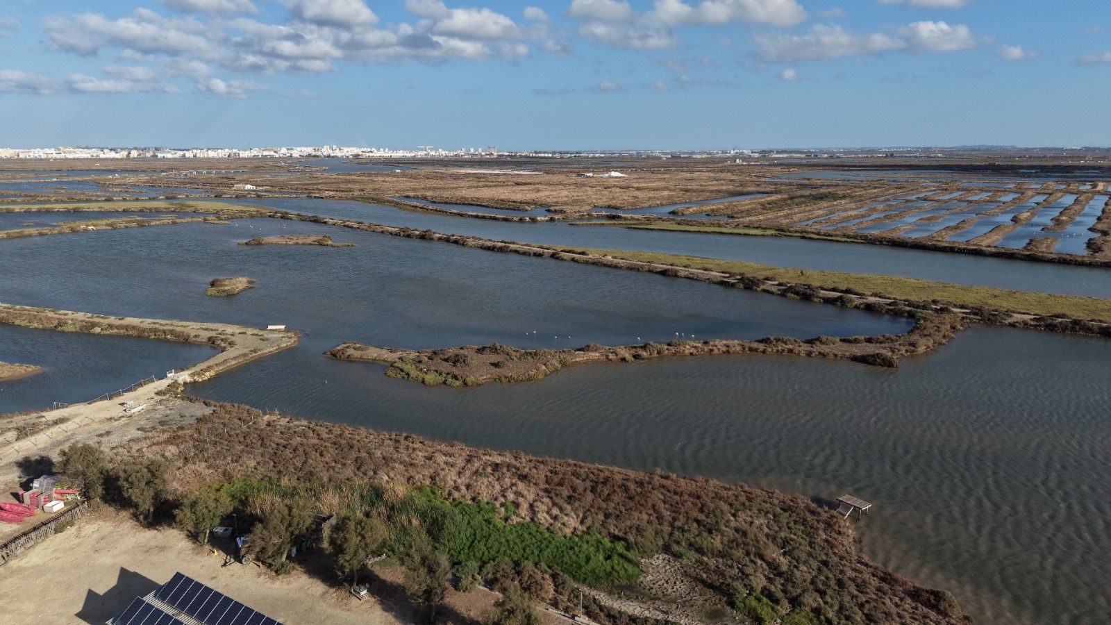 Vista de los esteros y las marismas de Salinas de Chiclana